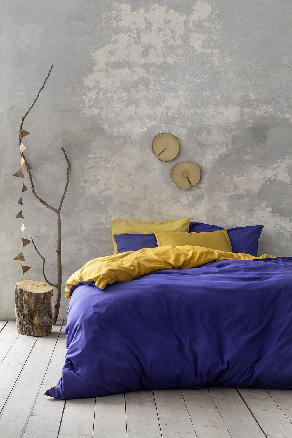 Παπλωματοθήκη Σετ Υπέρδιπλη 220x240 Nima Abalone Blue-Mustard Beige