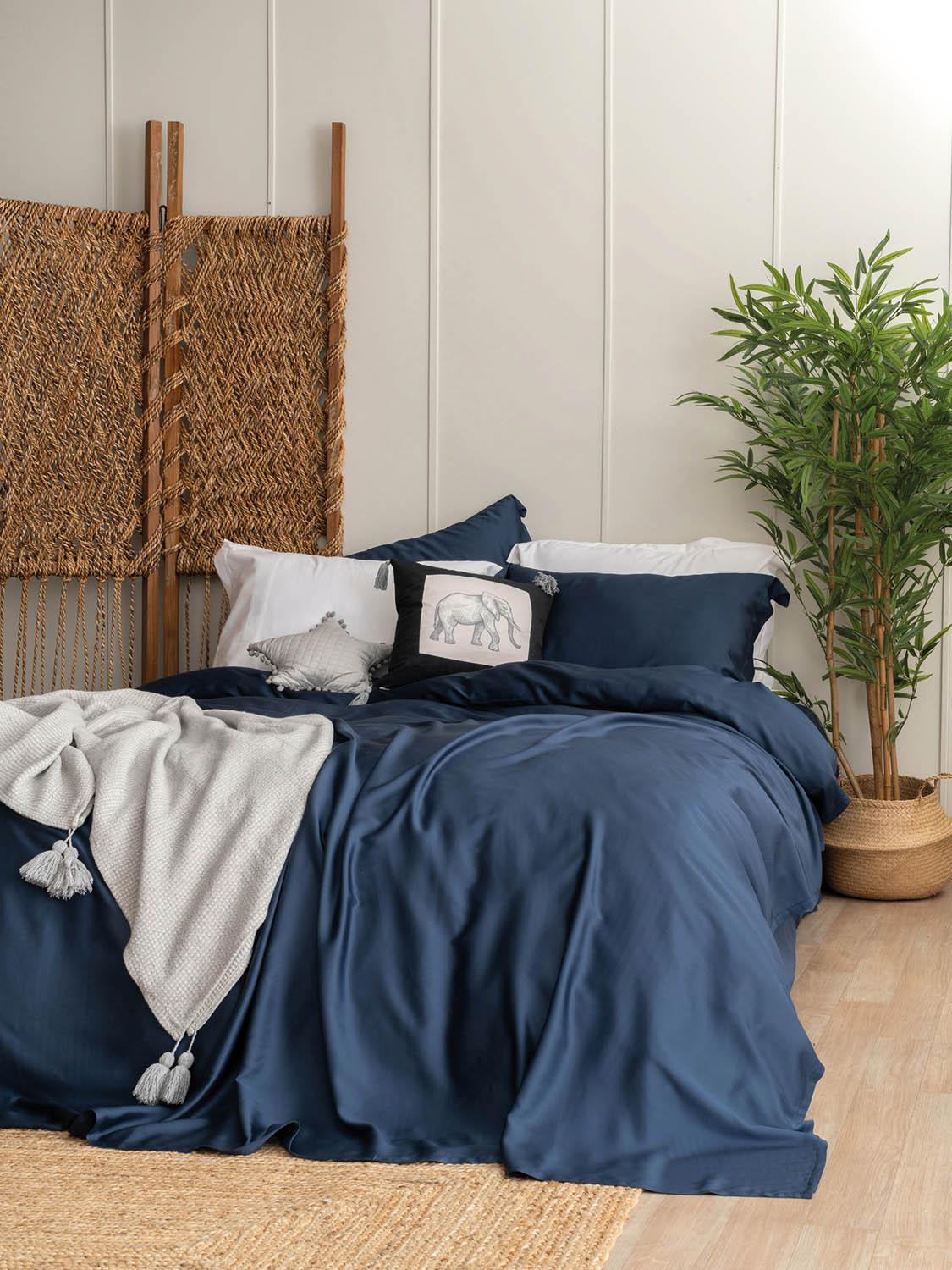 Σεντόνια Σετ Υπέρδιπλα 250x270 Palamaiki Nature Navy