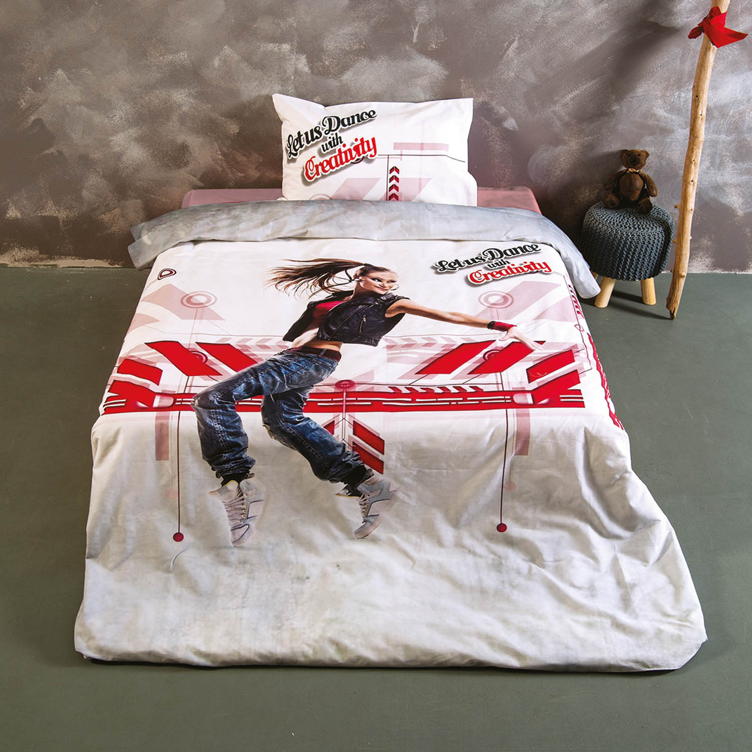 Σεντόνια Σετ Μονά 160x260 3D Panel SB Home Hip Hop Red